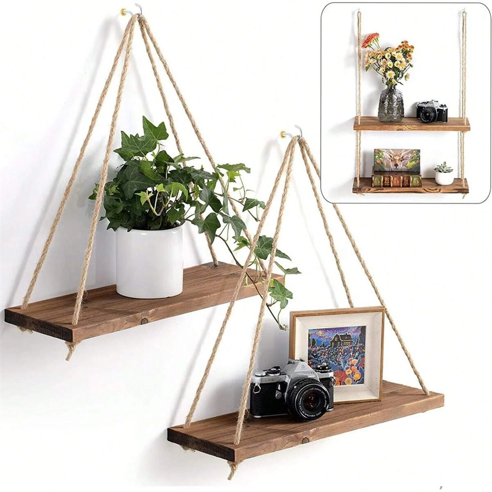 Flower Wall Panel - 1Set Wood Hanging Shelves Swing Hanging