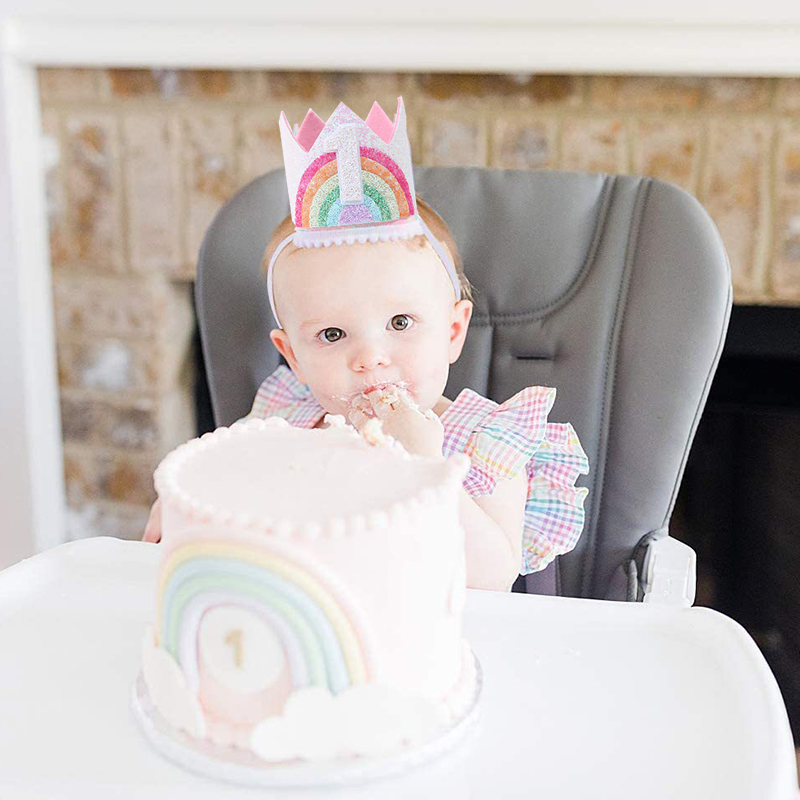 Felt Rainbow Theme Birthday Pa - Party Hat Cone 评论和价格