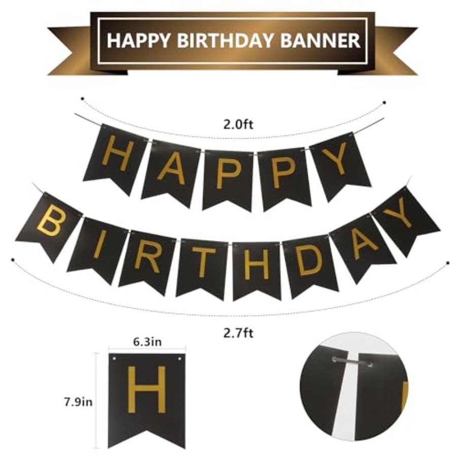 Black and Gold Striped Banner  - Party Banner Gold 评论和价格
