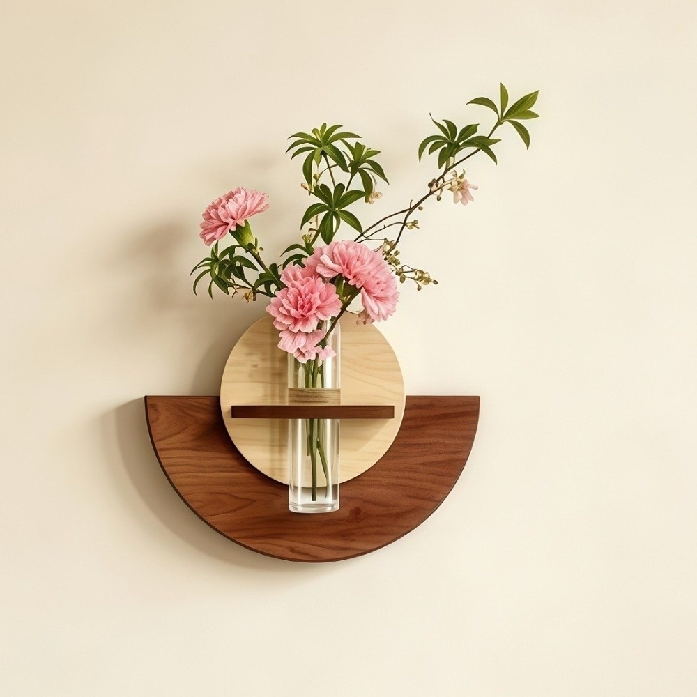 Oval Wood Wall Mount Flower Sh - Flower Wall Panel 评论和价格